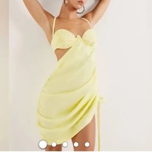 For Love and Lemons neon yellow rana mini dress